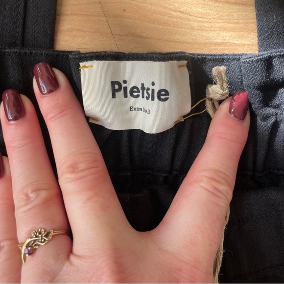 PIETSIE Drop Crotch Paper Bag Uzes Pant Black Harem Slouchy Slim Leg Crop XS - Picture 5 of 8